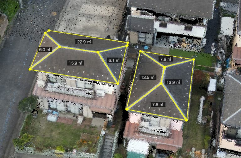3D・オルソ画像による屋根の計測